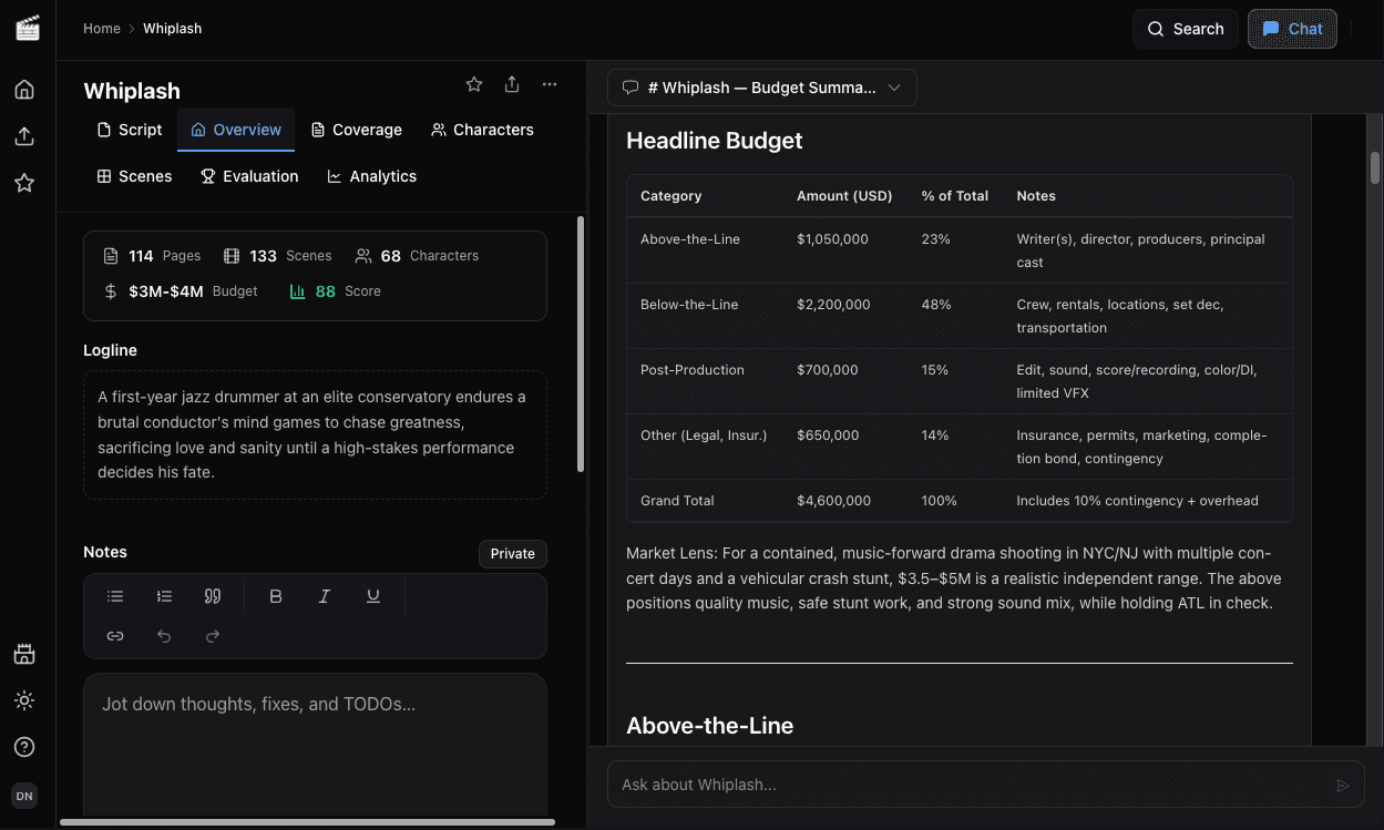Script chat interface